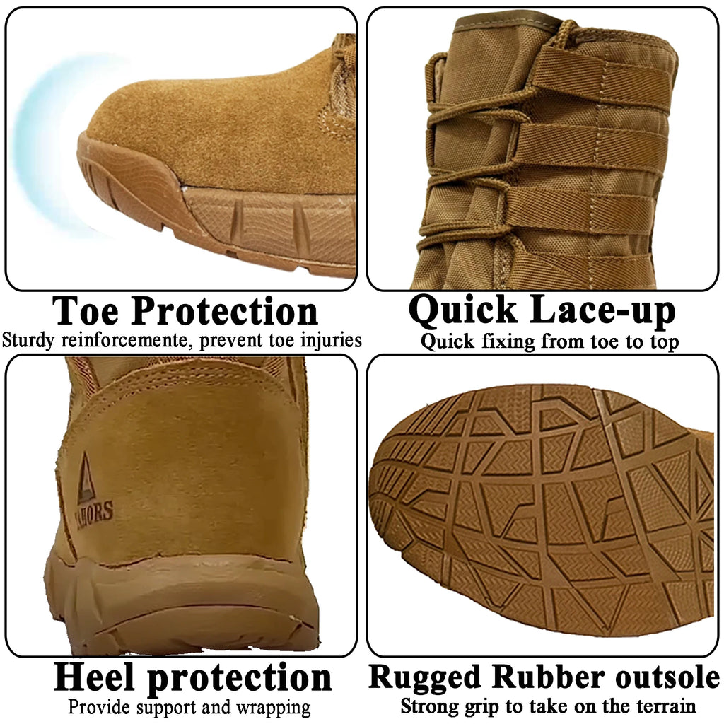 LAHORS Lightweight Suede Leather Tactical Combat Boots