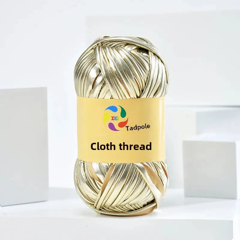 New metal texture cloth line personalized wool DIY woven bag bright leather hand woven material