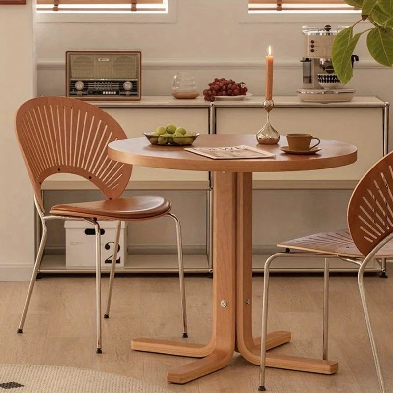 Nordic dining chair solid wood home coffee chair backrest retro dining table and chair simple guest negotiation casualshellchair