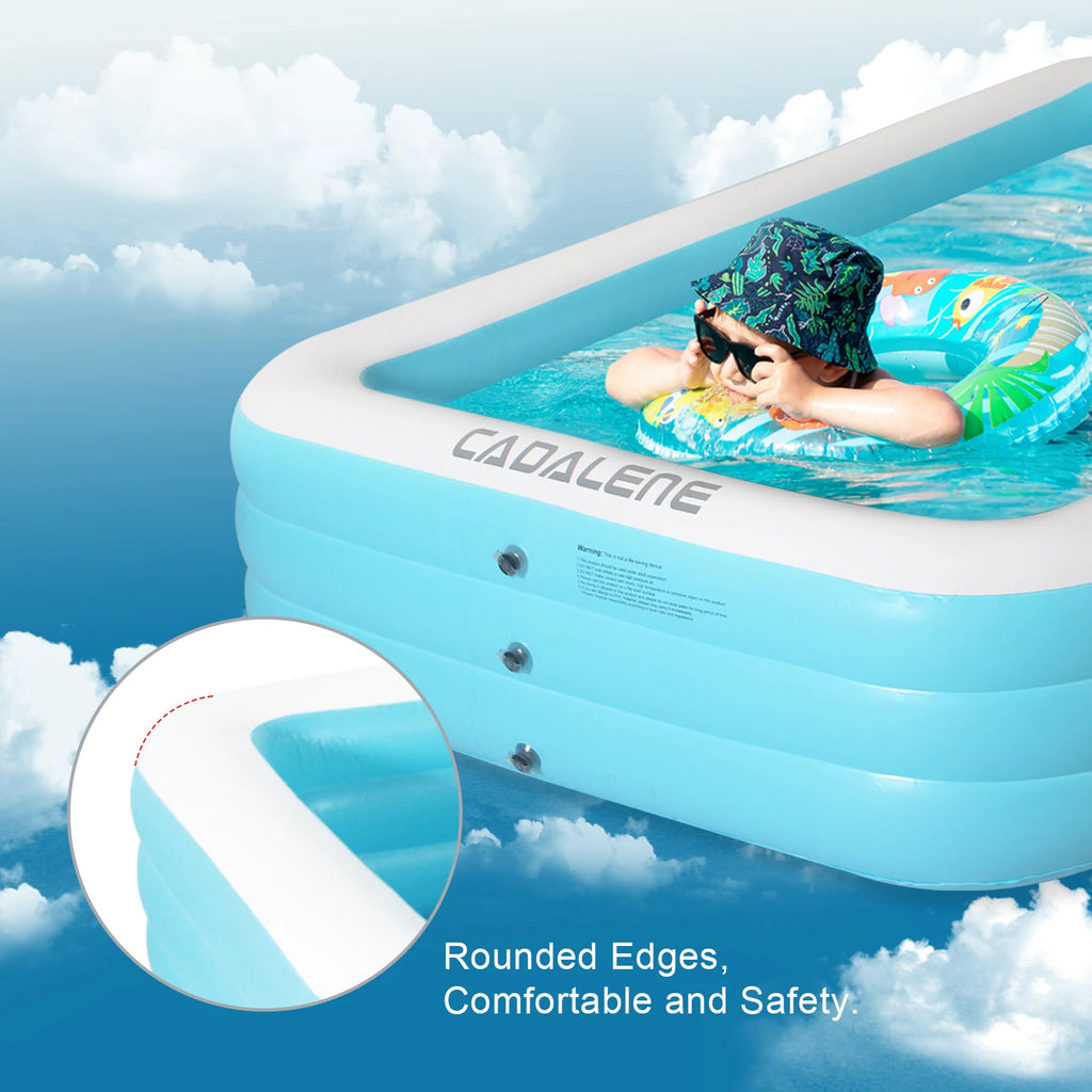 Inflatable swimming Pool for Kids and Adults,120" X 72" X 22" Family Large kiddie Blow Up Pool for Outdoor,Backyard,Garden