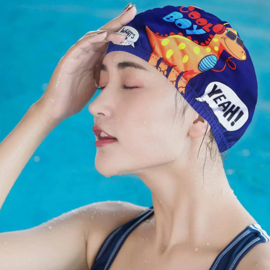 Children's swimming caps Boys and girls do not keep their heads and ears protected Cute swimming caps Baby hat cloth spot