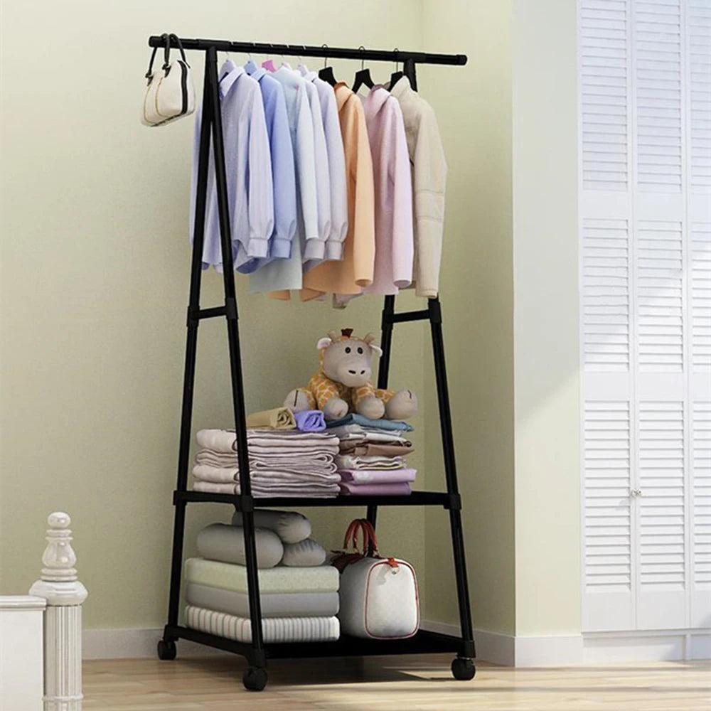 1PC Floor-Mounted Thick Triangular Hat Rack, Clothes Drying Rack, Household Hanging Clothes Rack, Storage Frame
