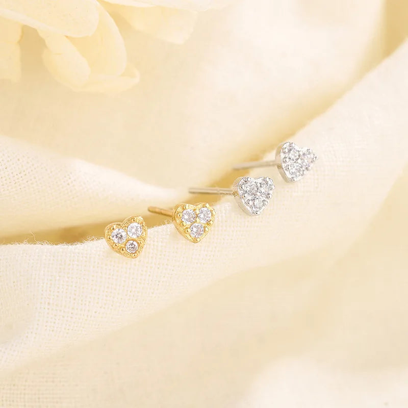 Fashion Screw Helix Piercing Heart Stud Earrings For Women Cubic Zirconia Hypoallergenic Silver Color Earring Girls Jewelry Gift
