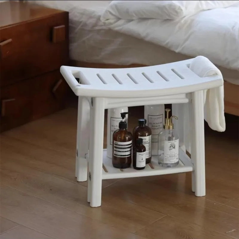 Bath bathroom stool elderly pregnant women shower stool storage household double bench non-slip plastic low stool