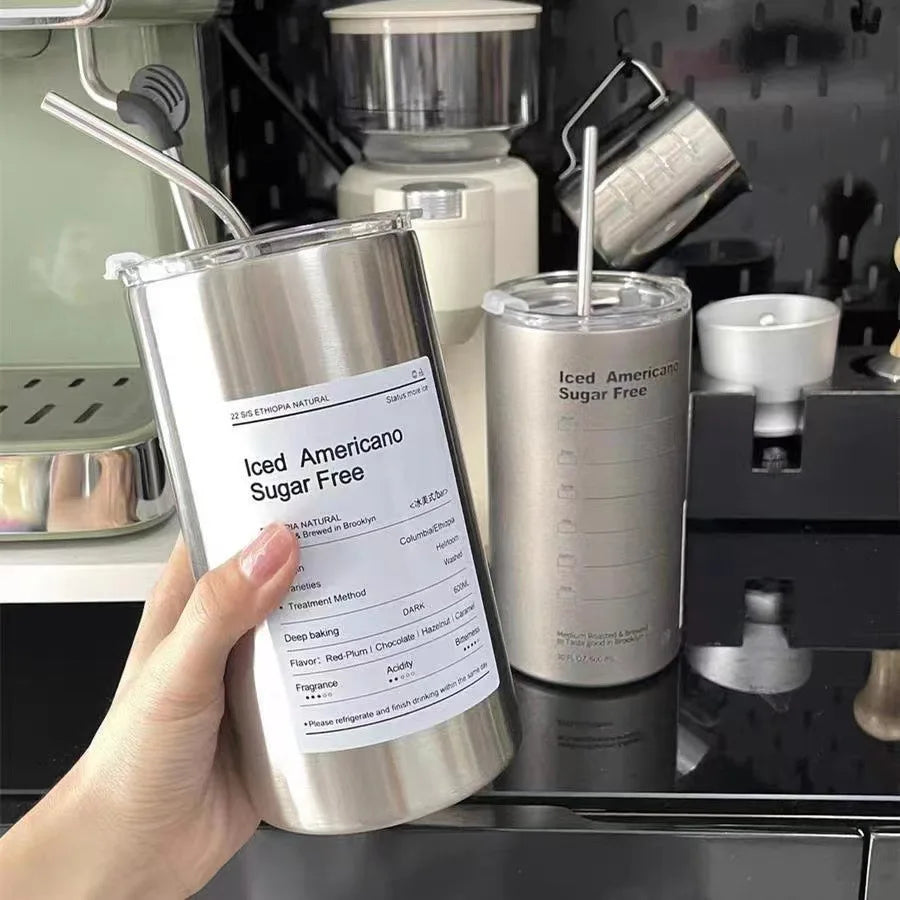 Stainless Steel Coffee Cup Thermoses Double Wall Vacuum Flask Insulated Cup Portable Ice American Coffee Mug Water Bottle