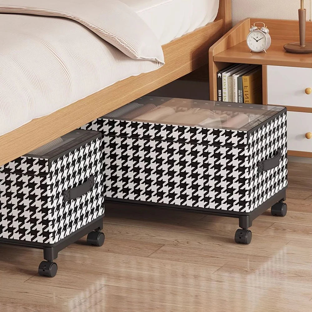 1PC Bedside Storage Box For Household Use With Wheels To Prevent Dust, Suitable For Storing Clothes, Toys And Other Items.