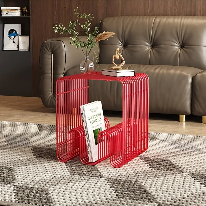 a simple modern light luxury coffee table, a few corners on the side of the coffee table, a book shelf, a shelf