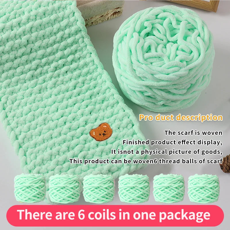 6 Thread Balls+1 Teddy Bear Jewelry Handmade Gift Woven Scarf Thread DIY Ice Stripe Thread Thick Yarn Ball