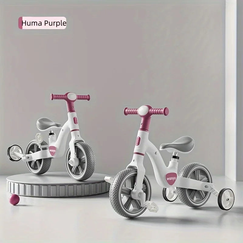 2-in-1 Kids Balance Bike Kids Trike with Training Wheels Removable Pedal Headlight Adjustable Seat Lightweight Scooter for Kids