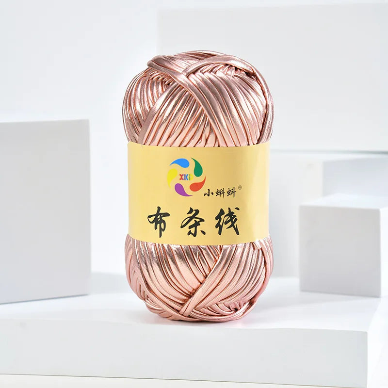 Metal texture cloth line personalized wool DIY woven bag bright leather hand woven material