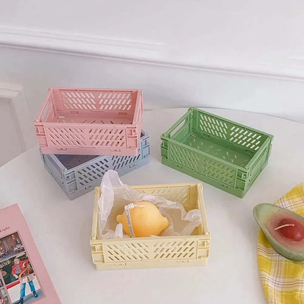 1PC Desktop Foldable Storage Box, Student Stationery Shelf, Miscellaneous Cosmetics Storage Basket