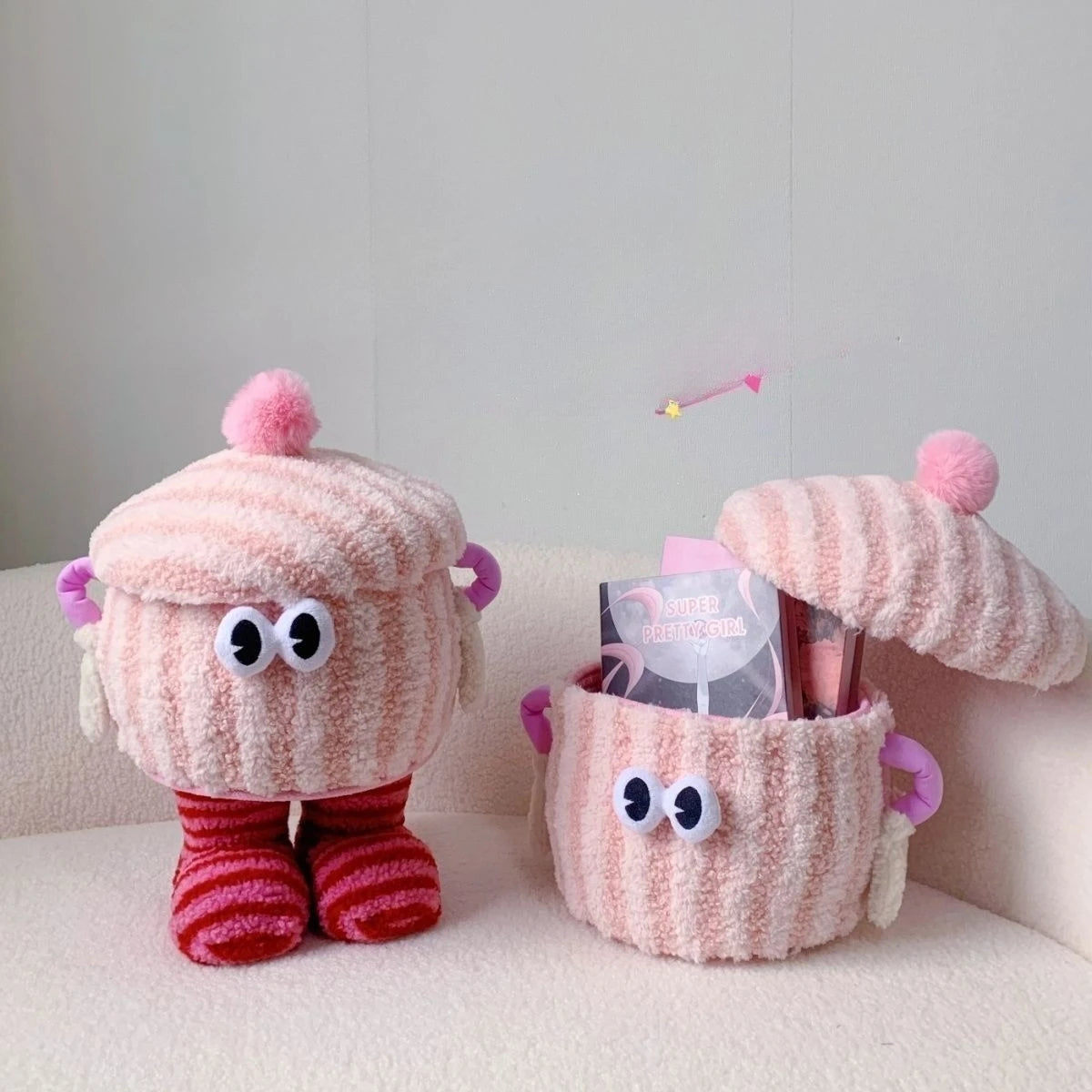Cartoon monster storage box storage doll cosmetics weaving girl heart cute snacks sundries desktop finishing