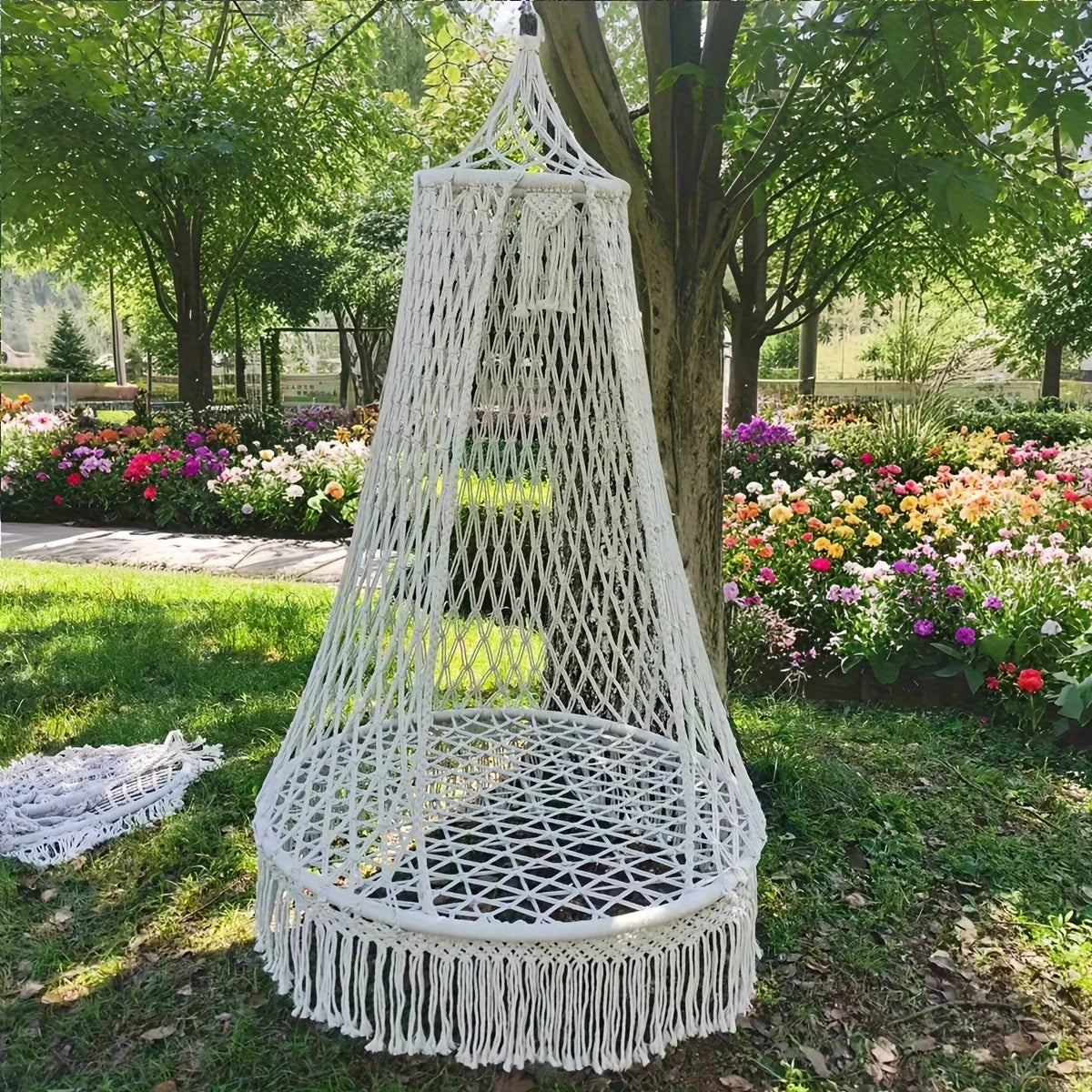 Handmade woven tassel hanging chair Bohemian courtyard swing indoor hammock outdoor hammock does not include seat cushion