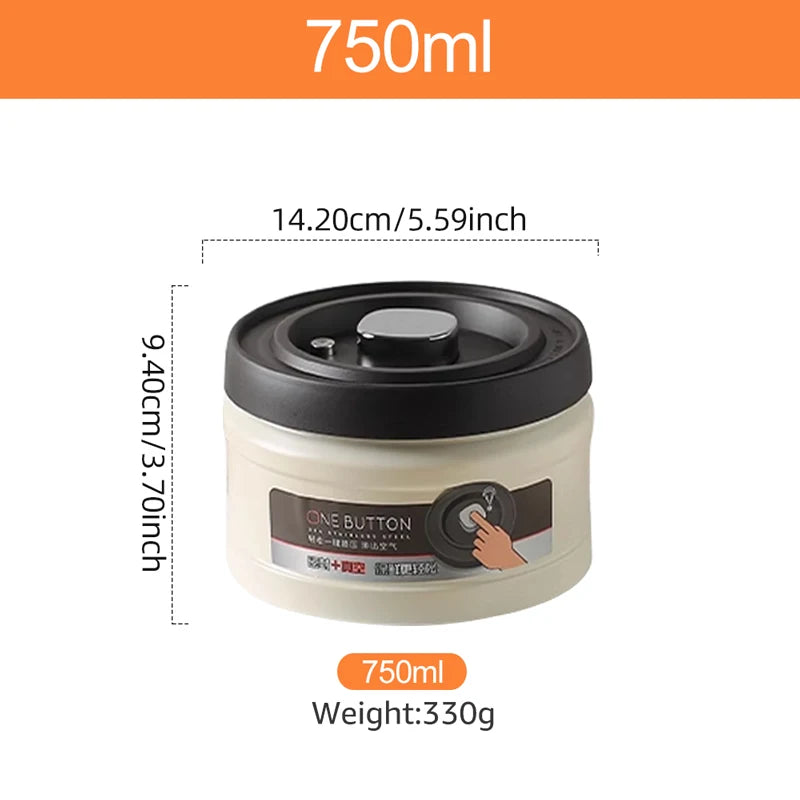 Stainless Steel Coffee Beans Vacuum Sealed Container Coffee Beans Storage Press Tank With Lid  Powder Tea Storage Jar