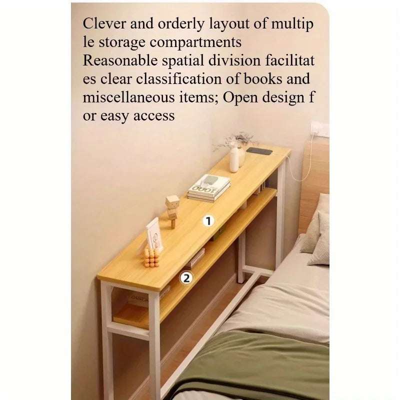 Small narrow table by the wall, end of bed table, storage cabinet, shelf behind the sofa, narrow crack by the bed, long table