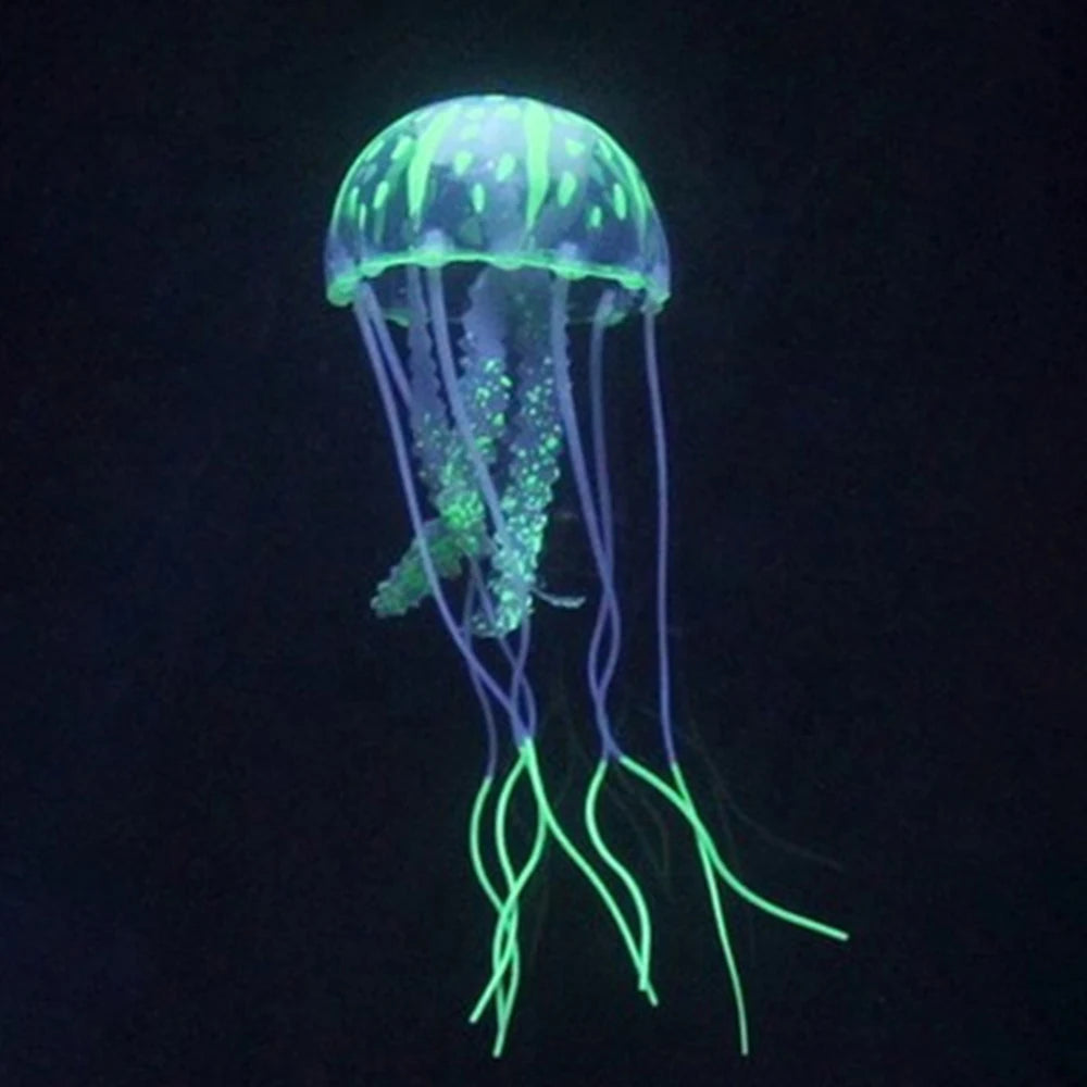 1PC Aquarium Decoration Silicone Transparent Fluorescent Jellyfish Coral Silicone Artificial Jellyfish