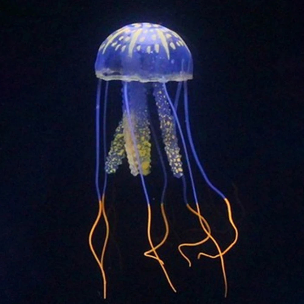1PC Aquarium Decoration Silicone Transparent Fluorescent Jellyfish Coral Silicone Artificial Jellyfish