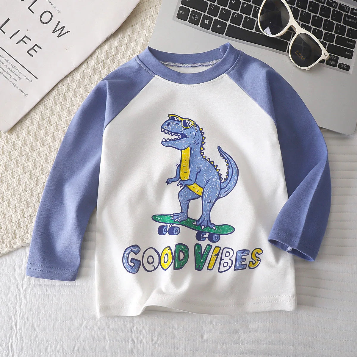 Cartoon Kids Long Sleeve Tops Cute  Dinosaur Children T-shirt Spring Autumn Cotton Clothing Baby Bottoming Shirt