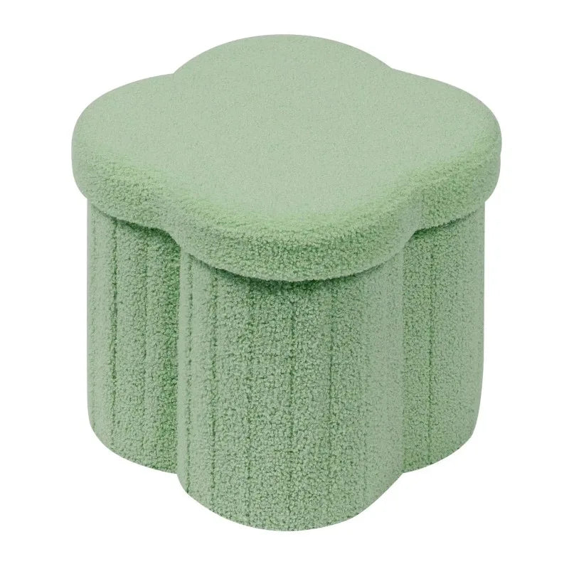 Hot-selling four-leaf clover shape storage stool, seating sofa stool folding teddy velvet shoe changing stool