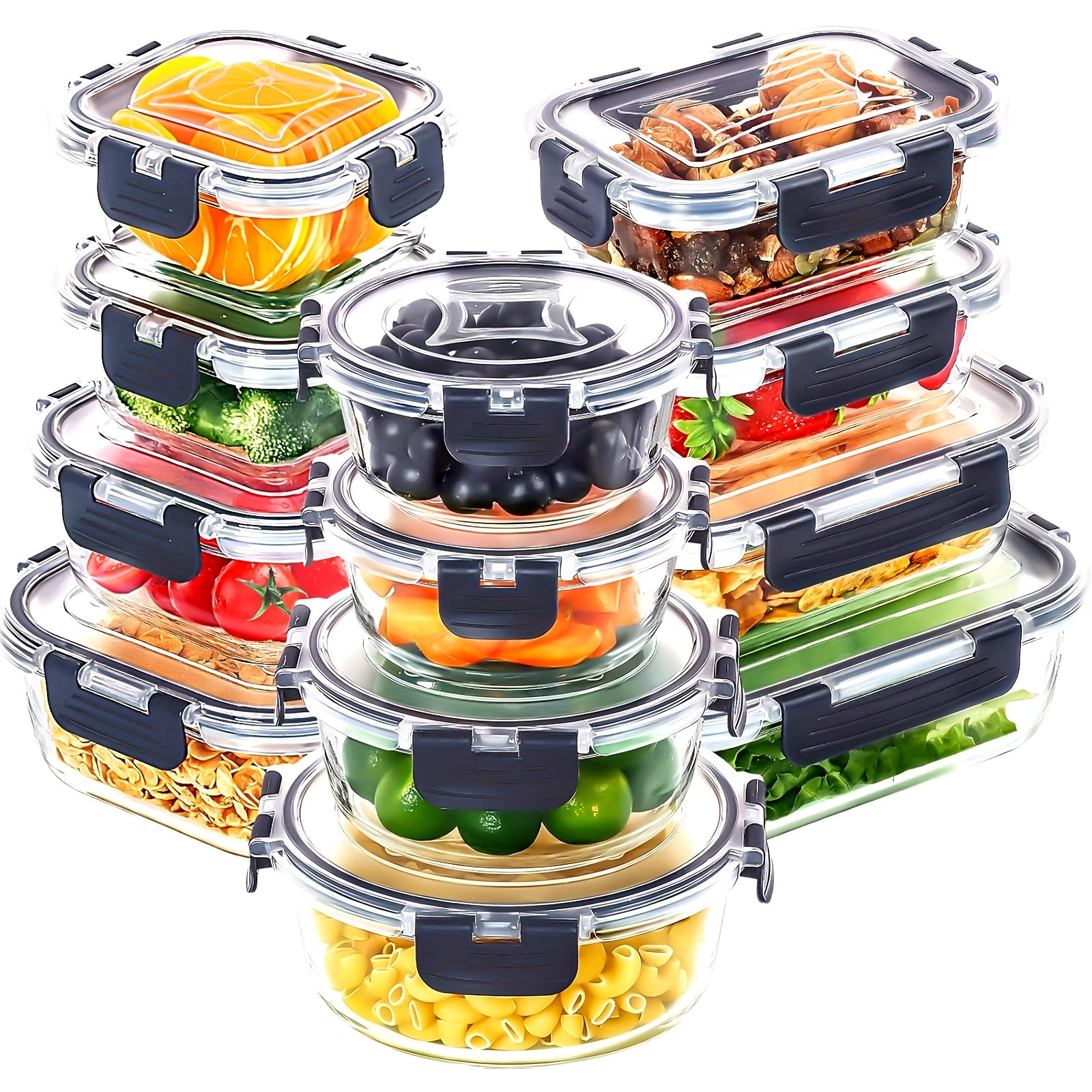 12pcs Glass Food Storage Containers with Lids